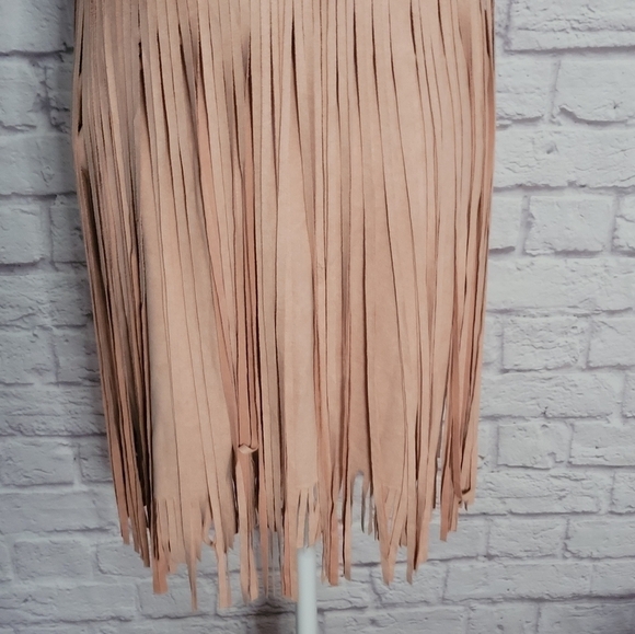Loveriche Faux Suede look, Blush Pink Fringe Dress Small. - Picture 4 of 9